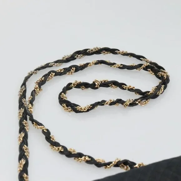 Authentic BALLY Chain Shoulder Bag Leather Black Gold - Picture 15 of 16